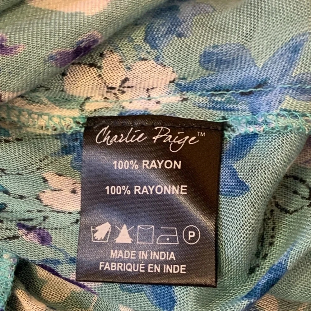 Charlie Paige NWT small/medium Blue and White Dress Ruffled Shark Bite Hem - Picture 5 of 12